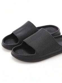 1 双男女凉鞋 - 防滑柔软 EVA 厚底舒适家居拖鞋，透气浴室人字拖，适合夏季、海滩、旅行、度假、水疗、家居装饰、室内外休闲、轻便速干淋浴拖鞋 - 黑色 - 查看 5