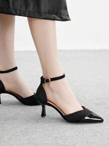 CUCCOO BIZCHIC 女士时尚黑色尖头镂空高跟鞋 - 黑色 - 查看 4