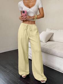 Flirla 女士纯色时尚长裤，适合夏季