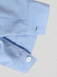 SHEIN PETITE CURVE 加大码浅蓝色长袖衬衫、吊带背心、阔腿裤三件套，优雅休闲家居服，适合娇小身材，秋冬 - 彩色 - 查看 7