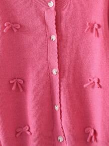 Tween Girls Cardigans Regular Style Girls Bowknot Cardigan, Suitable For Outdoor Wear In Autumn/Winter, Suitable For Home Scenes, Suitable For Children To Play And Wear Back To School, Pink Fall - Hot Pink - View 7