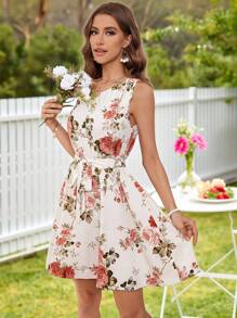 KARISMINA Summer Casual One Shoulder Floral Printed Dress