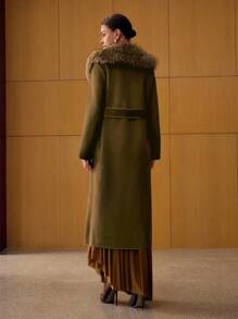 MOTF PREMIUM DETACHABLE FUZZY COLLAR OVERCOAT - Dark Green - View 6