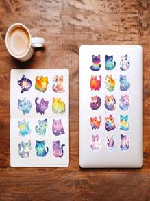 SHEIN 50 Stück süße Katzen Aufkleber, bunte Kawaii Katzen Aufkleber für Wasserflaschen, Laptops, Handys, Skateboards, Gitarren, Gepäck, Scrapbooks, Helme, Fahrräder, Motorräder, Autos, wasserfeste Vinyl Aufkleber für Kinder, Jugendliche, Erwachsene, Sternenhimmel Katzen Themen Aufkleber Pack, süße Dinge, Geburtstagsgeschenke, Einschulung, Halloween, Weihnachtsgeschenke