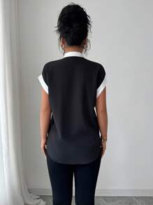 Selianne Áo sơ mi chắp vá thanh lịch dành cho nữ, thời trang cho mùa hè - Nhiều màu - Xem 2