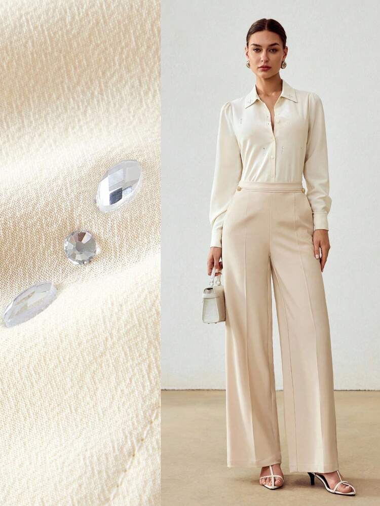 RHINESTONE DETAIL BUTTON UP SHIRT