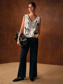 MOTF PREMIUM 刺绣套头无袖针织上衣 - 杏色 - 查看 4