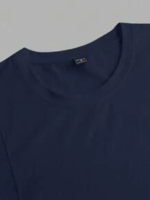 Manfinity Homme Men's Letter Print Round Neck Casual Loose Fit Tank Top Gym Tops Men - Navy Blue - View 4