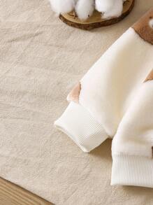 SHEIN 2pcs Baby Boy Toddler Newborn 0-3 Years Old Casual Everyday Outfits Cute Plush Flannel Bear Round Neck Long Sleeve Sweatshirt And Pants Set, Autumn/Winter Fall