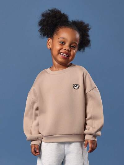 Oversized Bear Logo Sweatshirt With Ribbed Trim