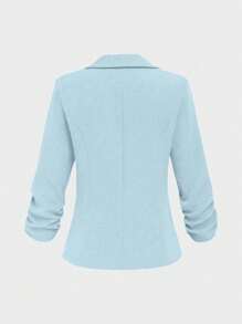 EMERY ROSE Women's Button-Up 3/4 Sleeve Casual Blazer For Home, Outdoor - Sky Blue - View 2