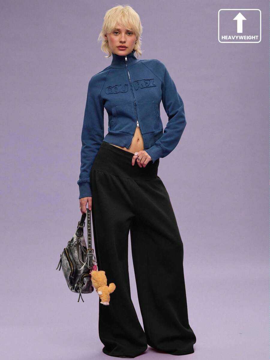 COUREZ Low Rise Wide Leg Joggers /Y2K Winter Clothes For Women Fall Women Clothes Clothes Jersey Cotton,Fall Clothes For Women Black Pants