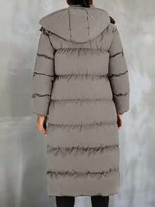 EURMUSE Áo khoác mùa đông có mũ trùm đầu dành cho nữ - Màu Xám nhạt - Xem 2