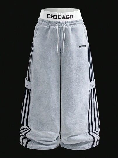 Ropa casual a juego de estilo callejero de Chicago para hombres, regalo para novio/esposo rapero, regalo de aniversario, pantalones de chándal de pierna ancha de moda