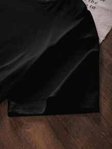 Glissea 趣味水果和字母印花圆领短袖女式T恤图案T恤女式上衣 - 黑色 - 查看 3