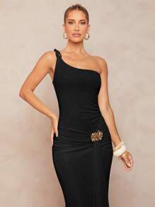 Lumalex Damen Kleid mit weitem Taillenbund, ärmellos und mit Bootsausschnitt