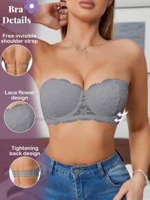 Sutien sexy din dantelă pentru femei, cu armatură, pentru mărirea bustului mic, cu burete, antiderapant, bretele detașabile, modele convertibile