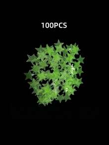 100/200 件夜光 3D 星星贴纸，荧光，适用于墙壁、天花板、卧室、客厅、星空、银河主题、家居装饰、易于粘贴的墙贴 - 彩色 - 查看 6