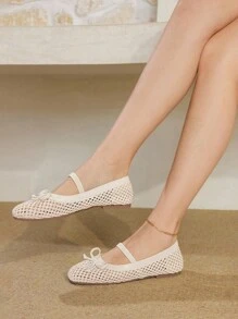 Styleloop 女士平底编织鞋，波西米亚风格，适合度假、万圣节、圣诞节和派对 - 杏色 - 查看 9