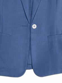 Franclia Áo khoác blazer trơn màu đơn giản, tay dài, cổ ve ve dành cho nữ - Màu xanh bụi bặm - Xem 6