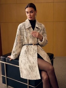 MOTF PREMIUM WOOL EMBROIDERED SEQUINS A-LINE OVERCOAT - Apricot - View 8