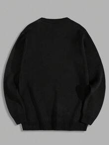 EURMUSE Men Crew Neck Good Quality Long Sleeve Rib Knit Regular Sweater Gift For Boyfriend - Black - View 2