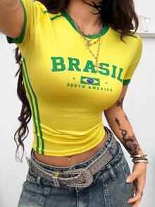 Coolane Women's Summer Streetwear Style Cool Basketball Jersey Design Letter Print White Top For Brazil