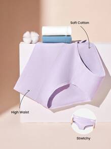 LUVLETTE 3条装棉质高腰女士内裤套装-粉色 - 彩色 - 查看 3