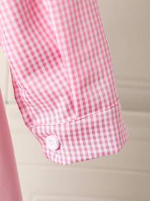 Girls' Soft Pink Dress With Pure White Puff Long Sleeves, Fall, Back To School, Casual, Knit, Fitted, Floral, Vacation, Loose, Ruched Fall Clothes - Pink - View 7