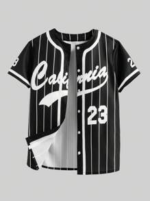 Sparklyn 女童黑色条纹复古字母印花宽松夹克、黄色修身吊带背心和黄色短裤 - 黑色 - 查看 3