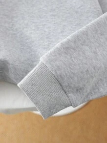 SHEIN 少女灰色套头卫衣，百搭英文字母印花休闲卫衣，秋冬舒适卫衣 - 灰色 - 查看 6