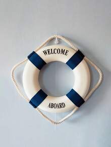 1件地中海风格装饰工艺品，泡沫材质，可壁挂，可作救生圈（红色、蓝色、多种尺寸可选），生日毕业最佳礼物。 - 白藍 - 查看 2