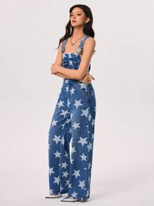 Rivivi 休闲有趣的百搭星星印花牛仔背带裤和连体裤