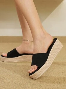 Styleloop Sandales compensées tressées à semelle épaisse pour femmes, tenue de vacances de style bohème, chaussures à semelle épaisse