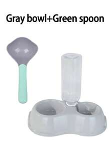 Double Bowl Pet Feeder With Water Dispenser - Plastic Cat & Dog Food Dish Set, Pastel Portable Design, Leak-Proof - Multicolor - View 9