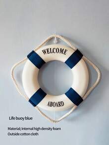 1件地中海风格装饰工艺品，泡沫材质，可壁挂，可作救生圈（红色、蓝色、多种尺寸可选），生日毕业最佳礼物。 - 白藍 - 查看 4