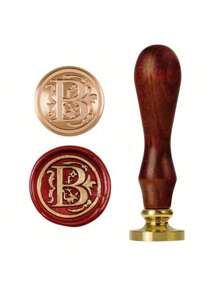 1 Pc Letter A-Z Wax Seal Stamp With Wooden Handle, Student Personalized Hand Account Wax Seal Paint Copper Head, Seal Wax Stamp Letter Paper Envelope Gift Invitation Card Sticker Hand Account Seal