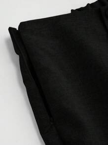 SHEIN Tall 大码女式优雅百搭纽扣装饰简约办公/通勤西装裤 - 黑色 - 查看 3