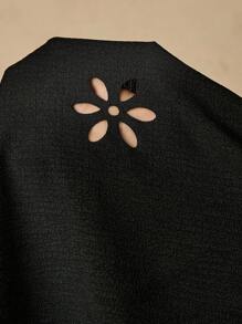 Travachic Plus Size Women's Black Casual Pants, Floral Cutout Straight Leg Trousers Baggy Pants Wide Leg Pants Woman Beach Resort Wear Women Ibiza Boho Pants - Black - View 6