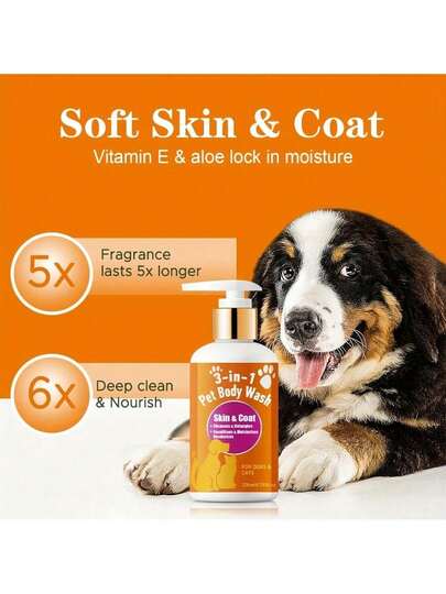 1 chai/3 chai Sữa tắm 3 trong 1 cho thú cưng với Vitamin E - Làm sạch sâu & nuôi dưỡng, loại bỏ bụi bẩn & dầu thừa, cải thiện tình trạng lông khô, sần sùi, màu be nhạt, giữ ẩm cho chó & mèo, sử dụng hàng ngày, dầu gội cho chó, công thức làm sạch, thành phần nuôi dưỡng