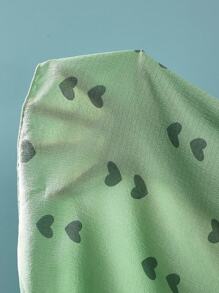 夏季休闲绿色心形印花吊带背心迷你睡袍 - 綠色 - 查看 7