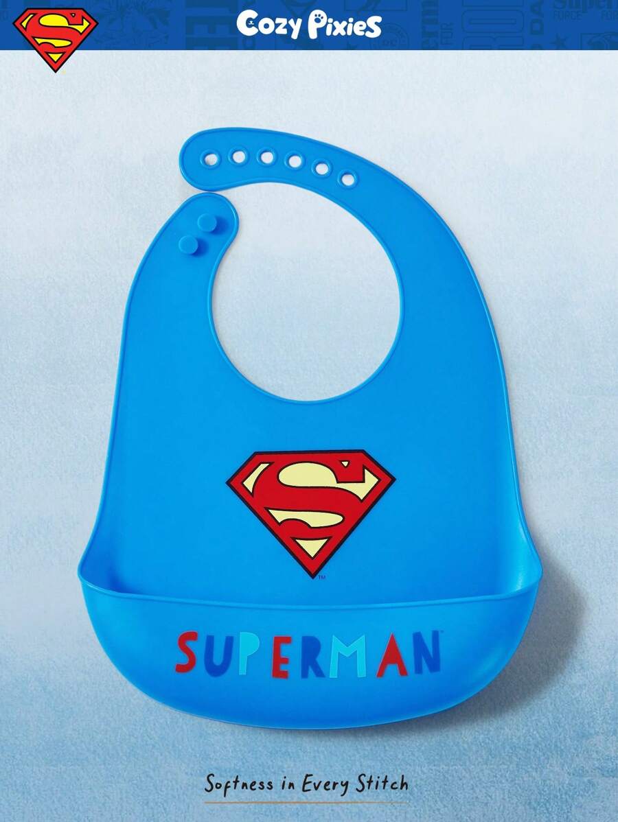 SUPERMAN X Cozy Pixies Baby Cartoon Pattern Cute Daily Wear Bib - Blue - View 1