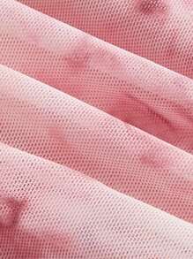 SHEIN MOD Floral Print Ruched Lettuce Trim Mesh Slim Fit Valentine Day Pink Cami Dress,Summer Dresses For Women