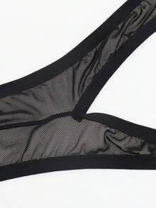 SHEIN 男士透明网眼性感紧身内衣 - 黑色 - 查看 7