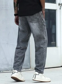 Manfinity Homme 男士休闲宽松口袋锥形牛仔裤