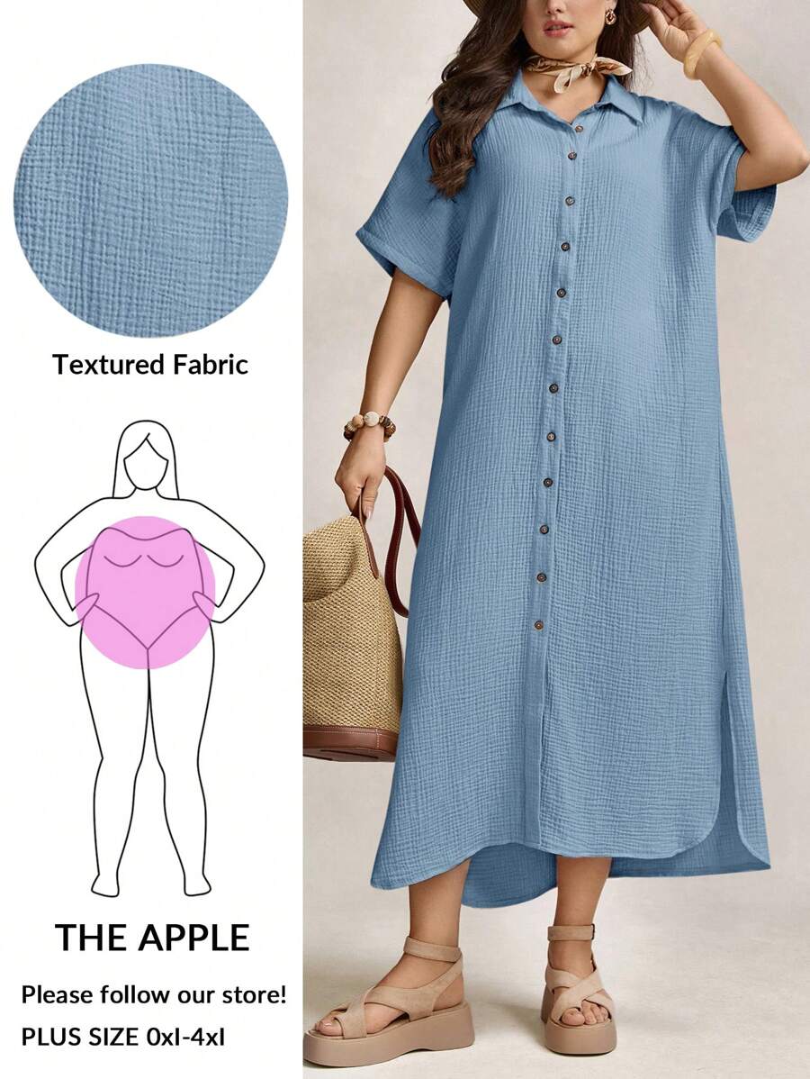 Zelara Mother'S Day Gift Navycore Outfits Apricot Crinkled Buttons Maxi Beach Navycore Dress With Slits Nautical Casual For Women Coastal Nautical Vacation Outfits Dress,Fall Dresses For Women - Baby Blue - View 1
