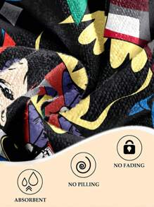 BATMAN X SHEIN 速干吸水沙滩巾披肩 - 轻便便携游泳巾，适合女士、游泳、水疗、沙滩、瑜伽 - 多种尺寸 - 黑色 - 查看 3