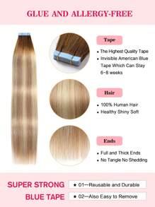 Real Remy Human Hair 12-24inches Straight Tape In Human Hair Extensions Natural High Quality Silky Seamless Invisible PU Tape In Hair Extensions 20PCS 50G/Pack For Salon - S18A/613A - View 4