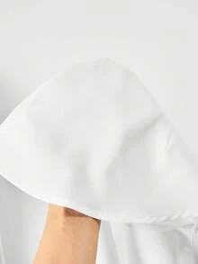 SHEIN 青少年女孩休閒印花鈕扣領長袖修身襯衫，春秋款 - 白色 - 查看 9