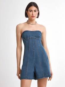 Daynim 女士休闲牛仔连体衣 - 中等水洗藍 - 查看 3